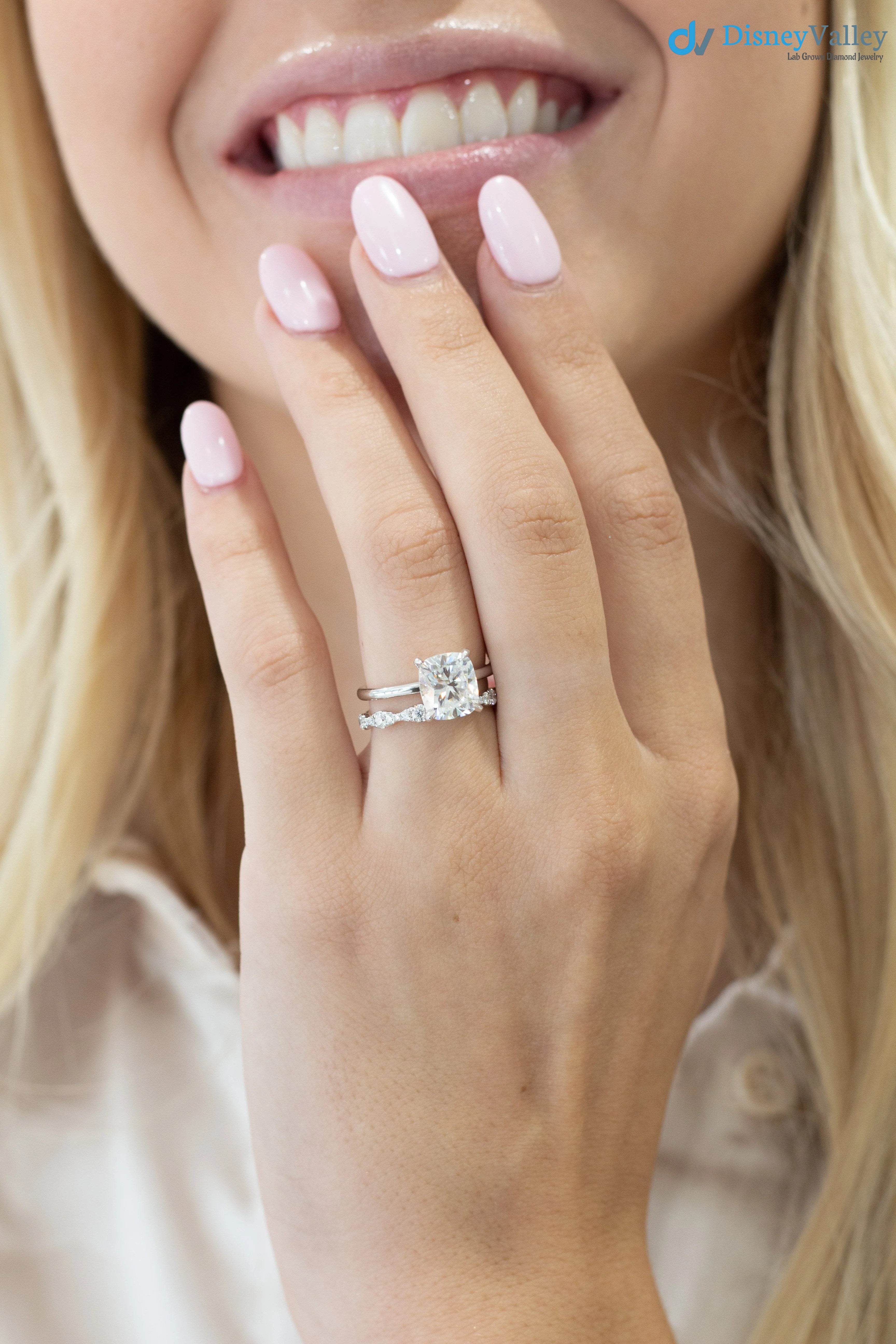 Elongated Cushion Moissanite Solitaire Engagement Ring