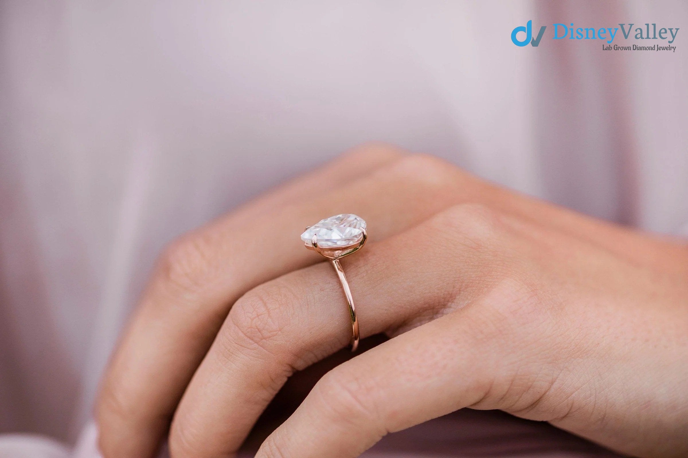 Pear Solitaire Moissanite Engagement Ring