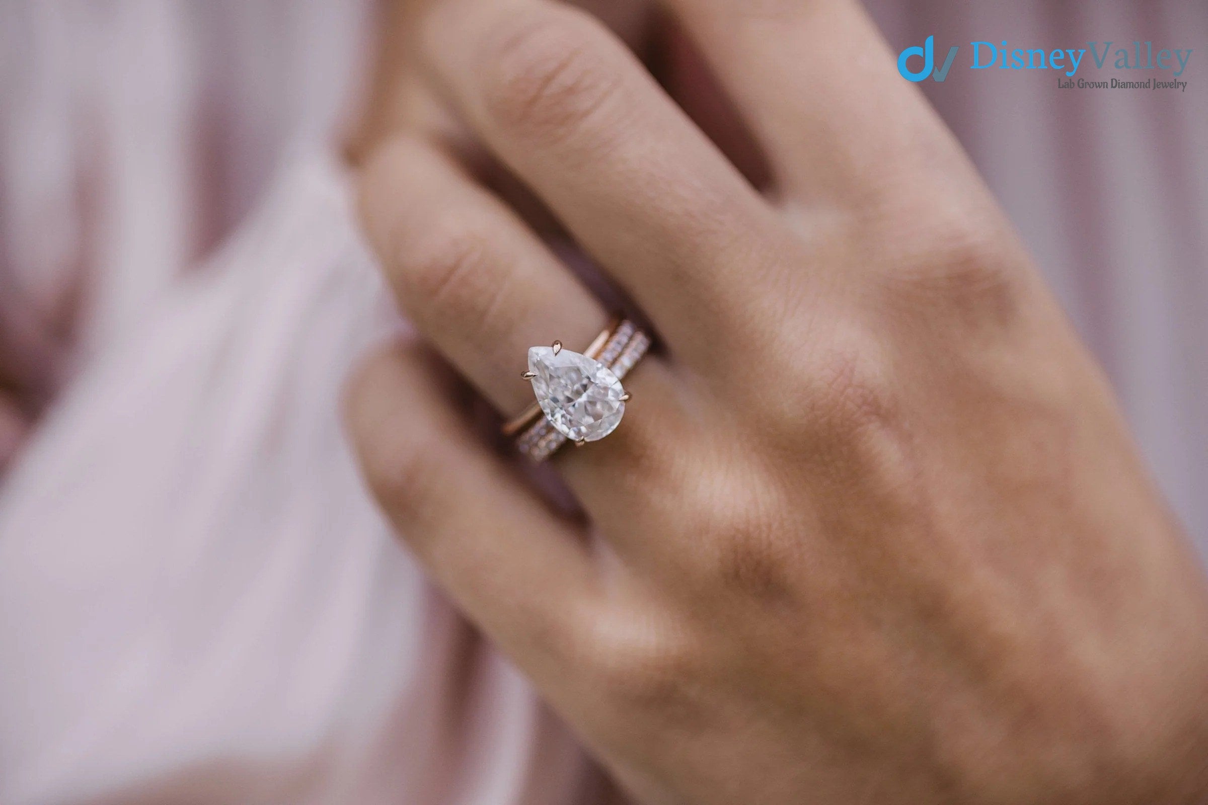 Pear Solitaire Moissanite Engagement Ring