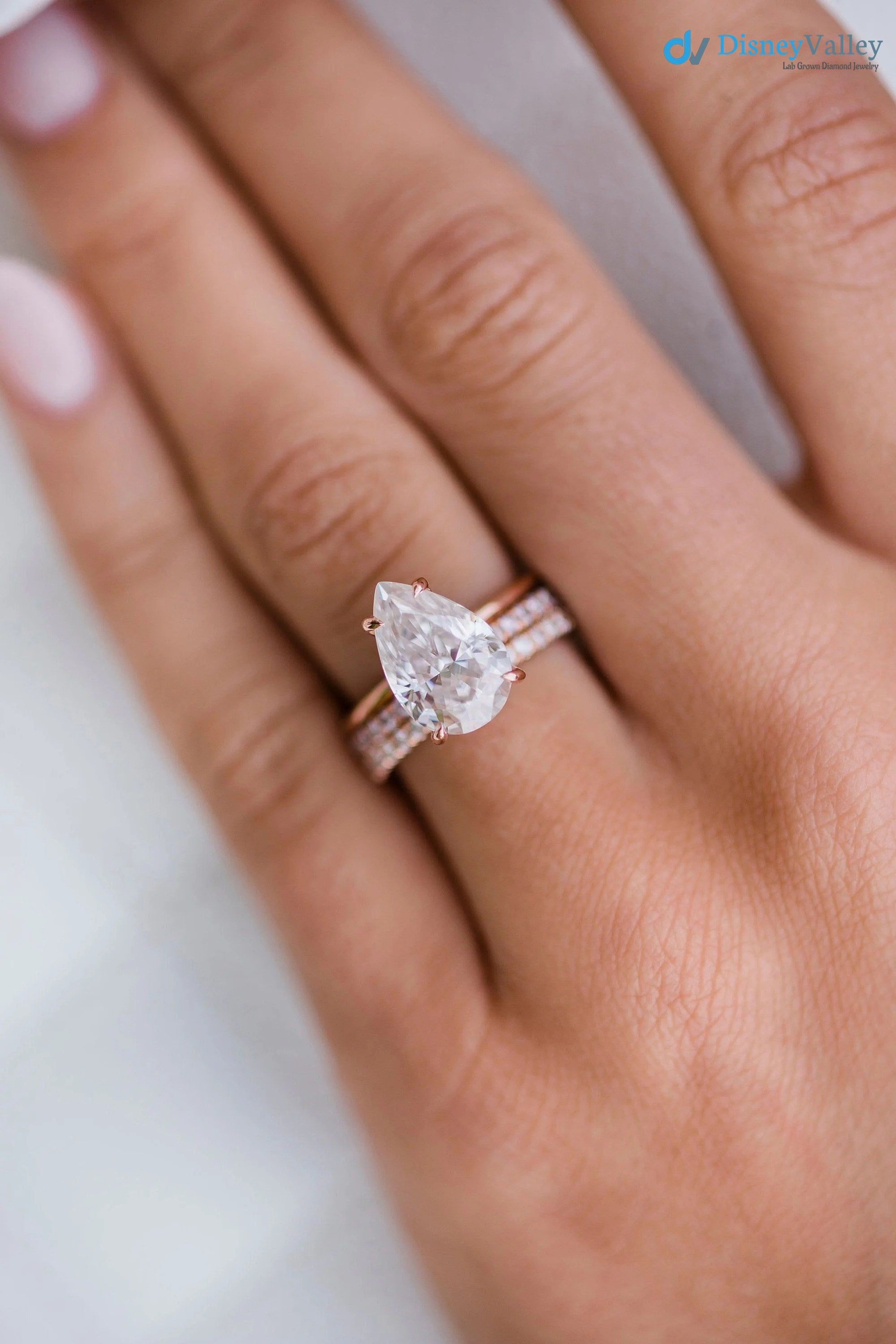Pear Solitaire Moissanite Engagement Ring
