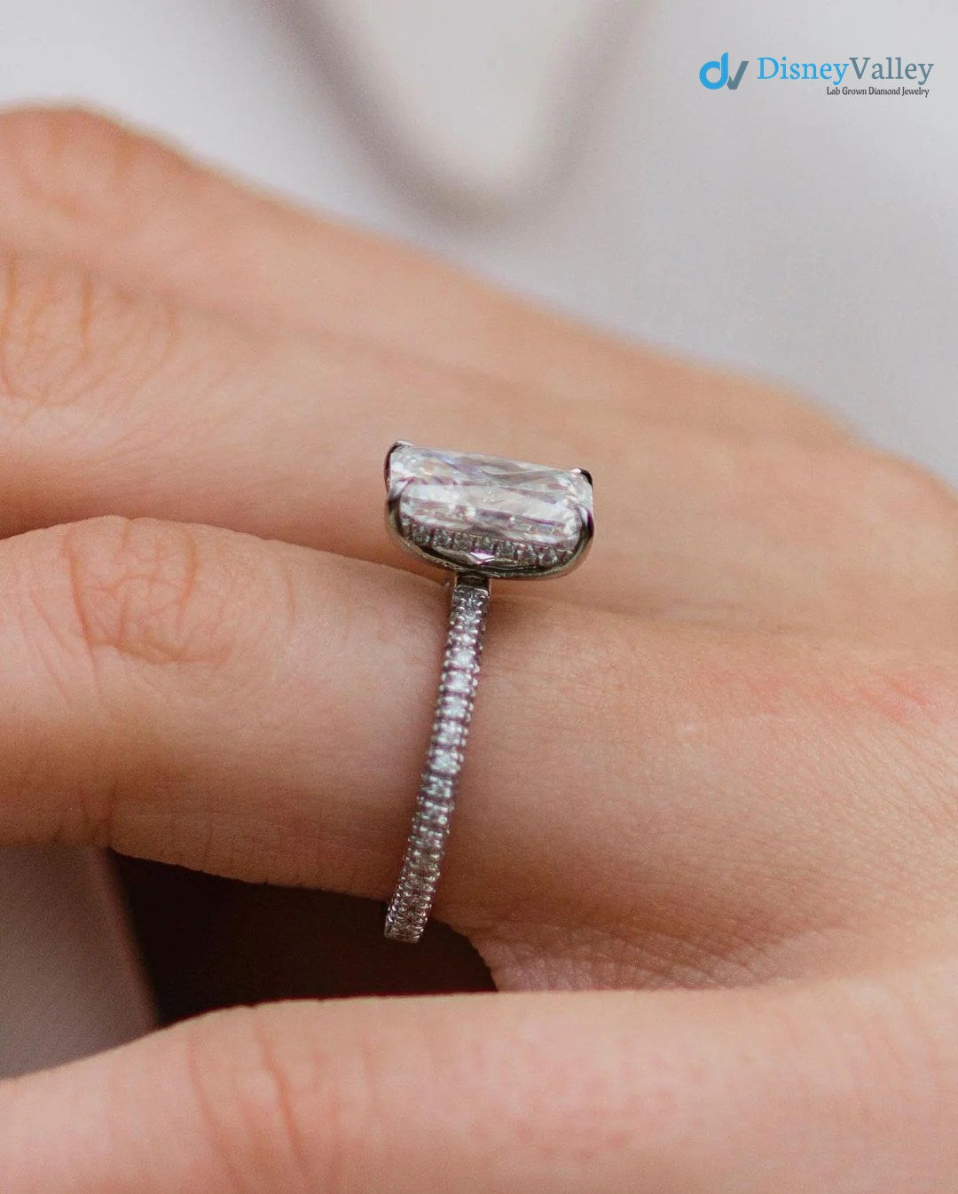 Radiant Solitaire Hidden Halo Moissanite Engagement Ring