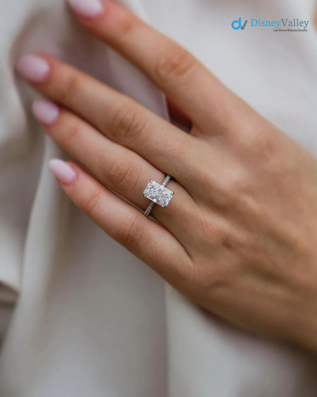 Radiant Solitaire Hidden Halo Moissanite Engagement Ring