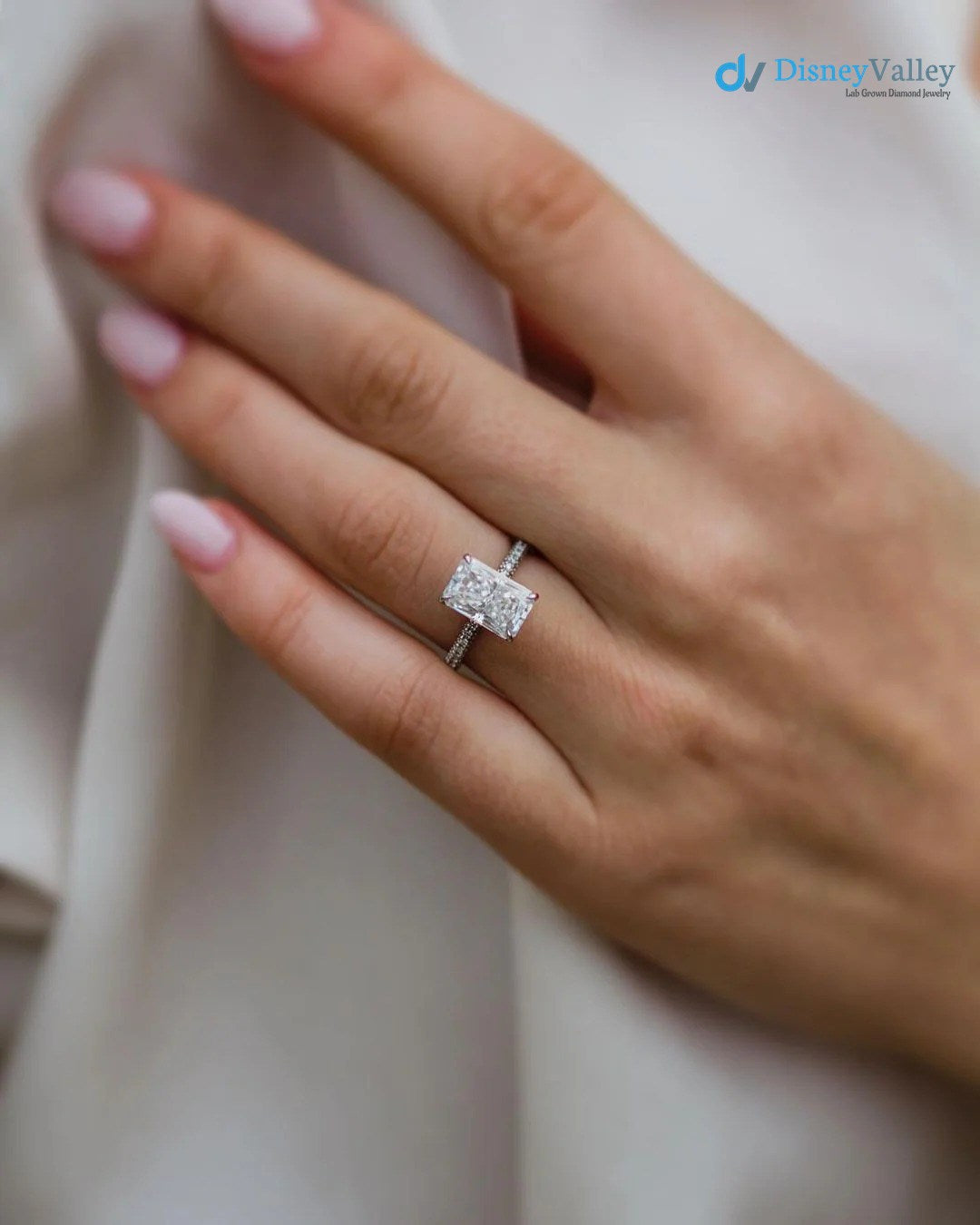 Radiant Solitaire Hidden Halo Moissanite Engagement Ring