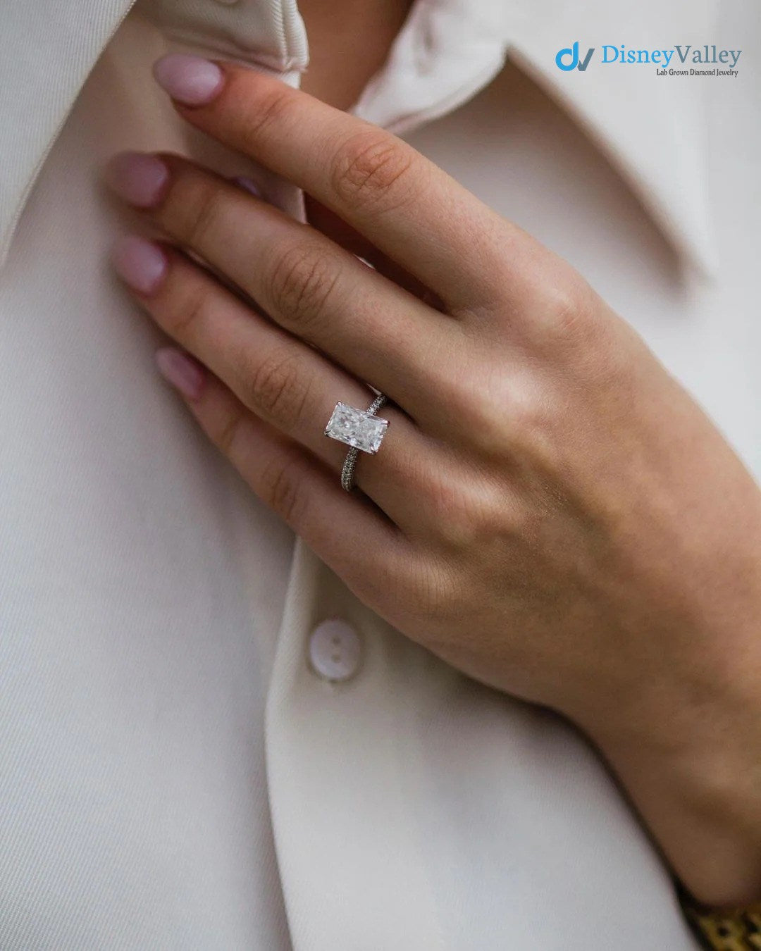 Radiant Solitaire Hidden Halo Moissanite Engagement Ring