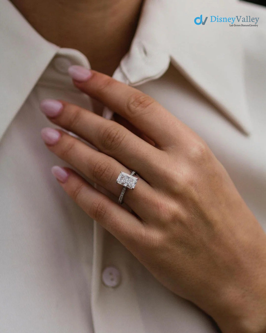 Radiant Solitaire Hidden Halo Moissanite Engagement Ring