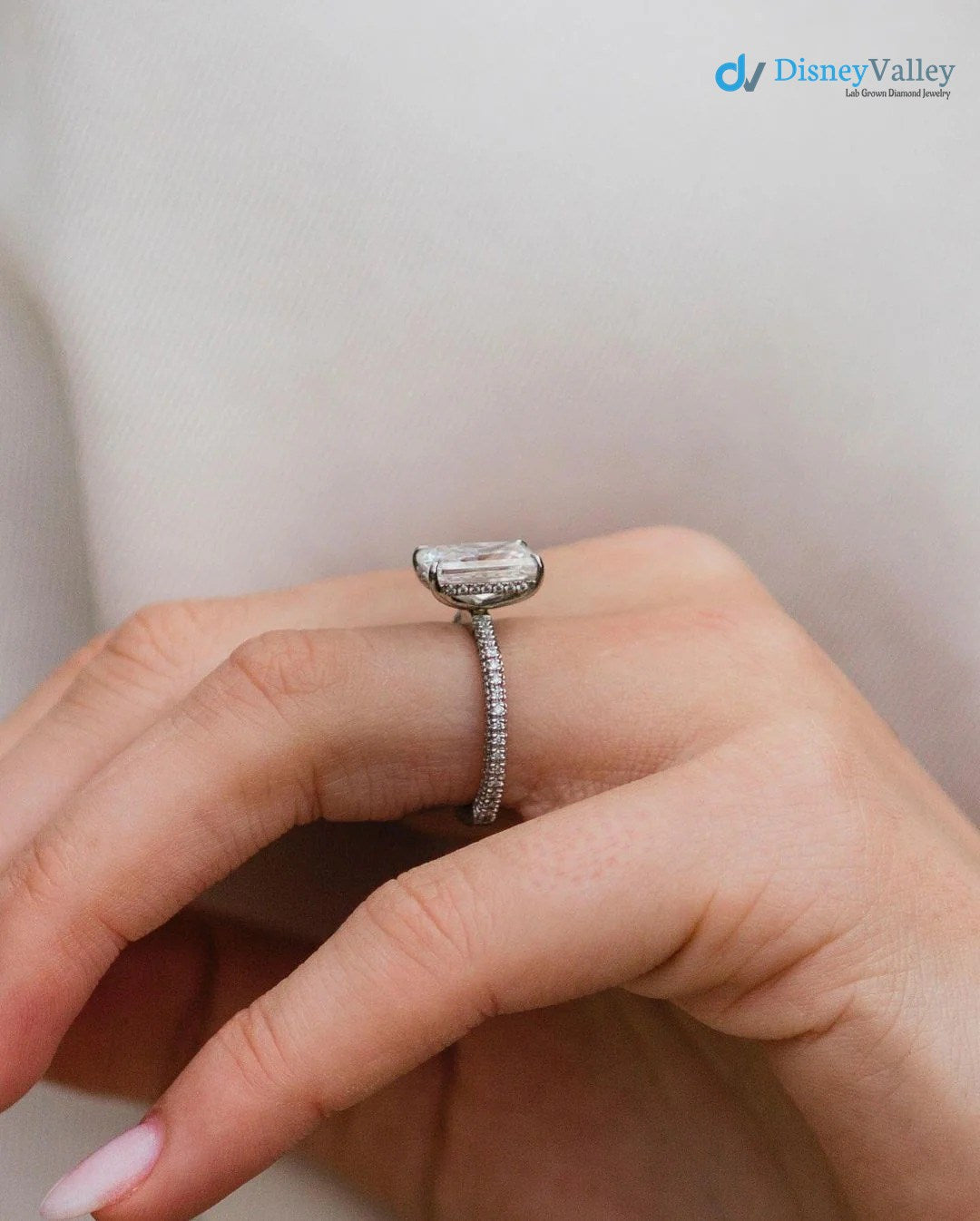 Radiant Solitaire Hidden Halo Moissanite Engagement Ring