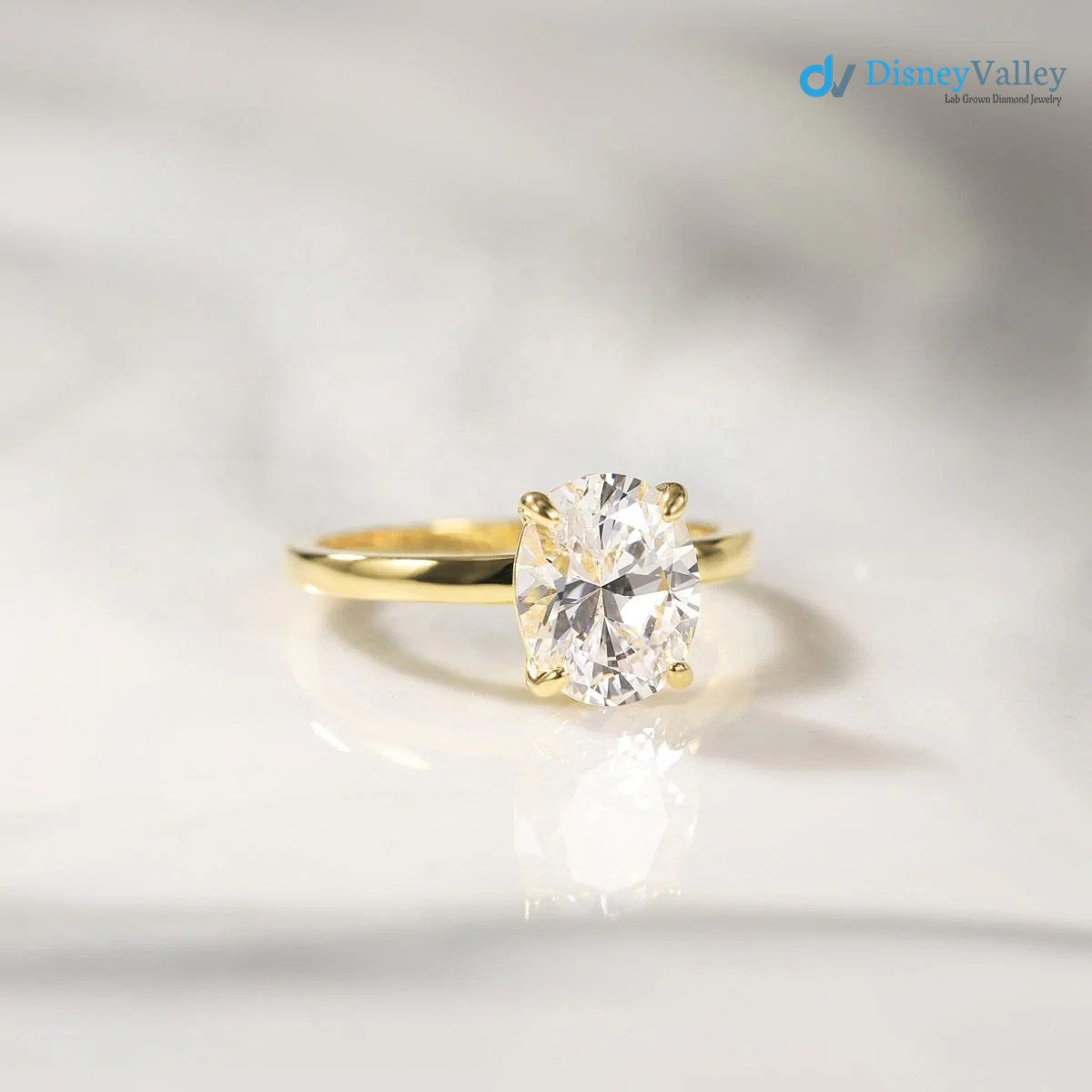 Oval Moissanite Solitaire Engagement Ring