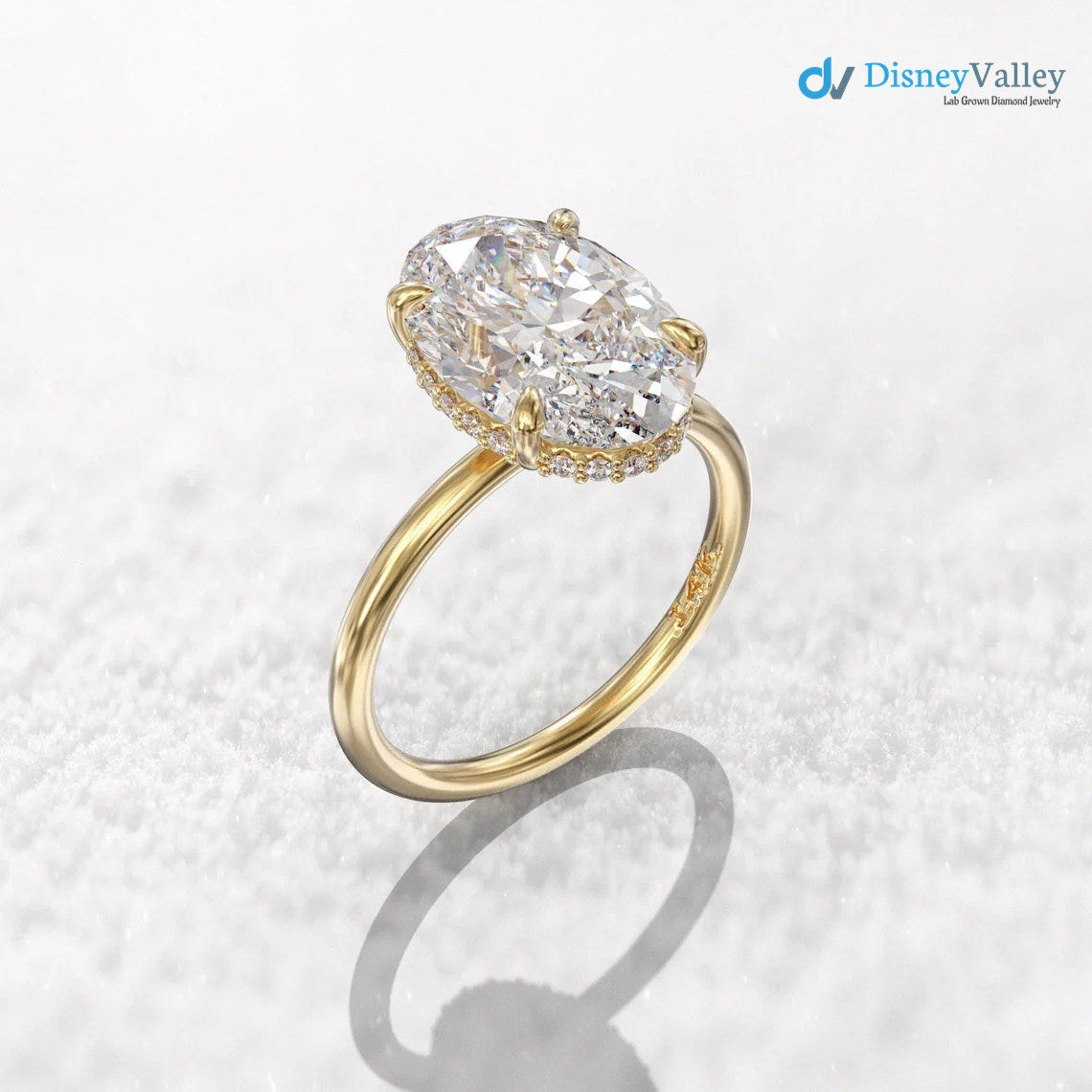 Oval Moissanite Hidden Halo Engagement Ring