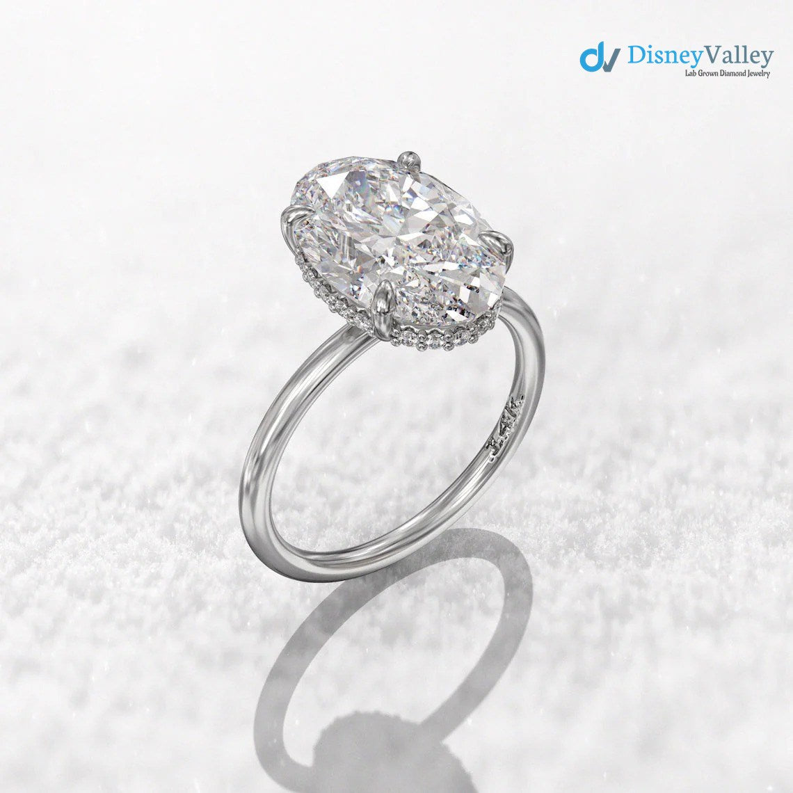 Oval Moissanite Hidden Halo Engagement Ring