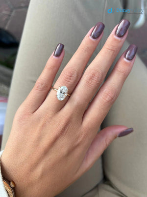 Oval Moissanite Hidden Halo Engagement Ring