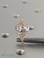 Unique 2.5ct Oval Lab Diamond Luxury 18K Yellow Gold Engagement Ring - DisneyValley