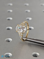 Unique 2.5ct Oval Lab Diamond Luxury 18K Yellow Gold Engagement Ring - DisneyValley