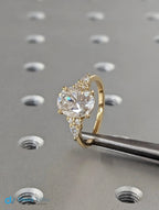 Unique 2.5ct Oval Lab Diamond Luxury 18K Yellow Gold Engagement Ring - DisneyValley
