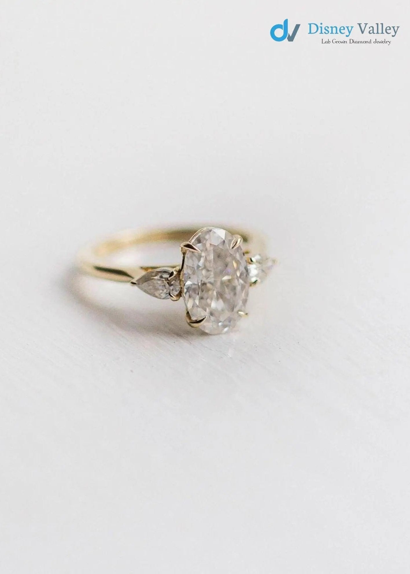 3 CT Oval Cut certified lab grown Engagement Ring Trilogy Wedding Ring - DisneyValley