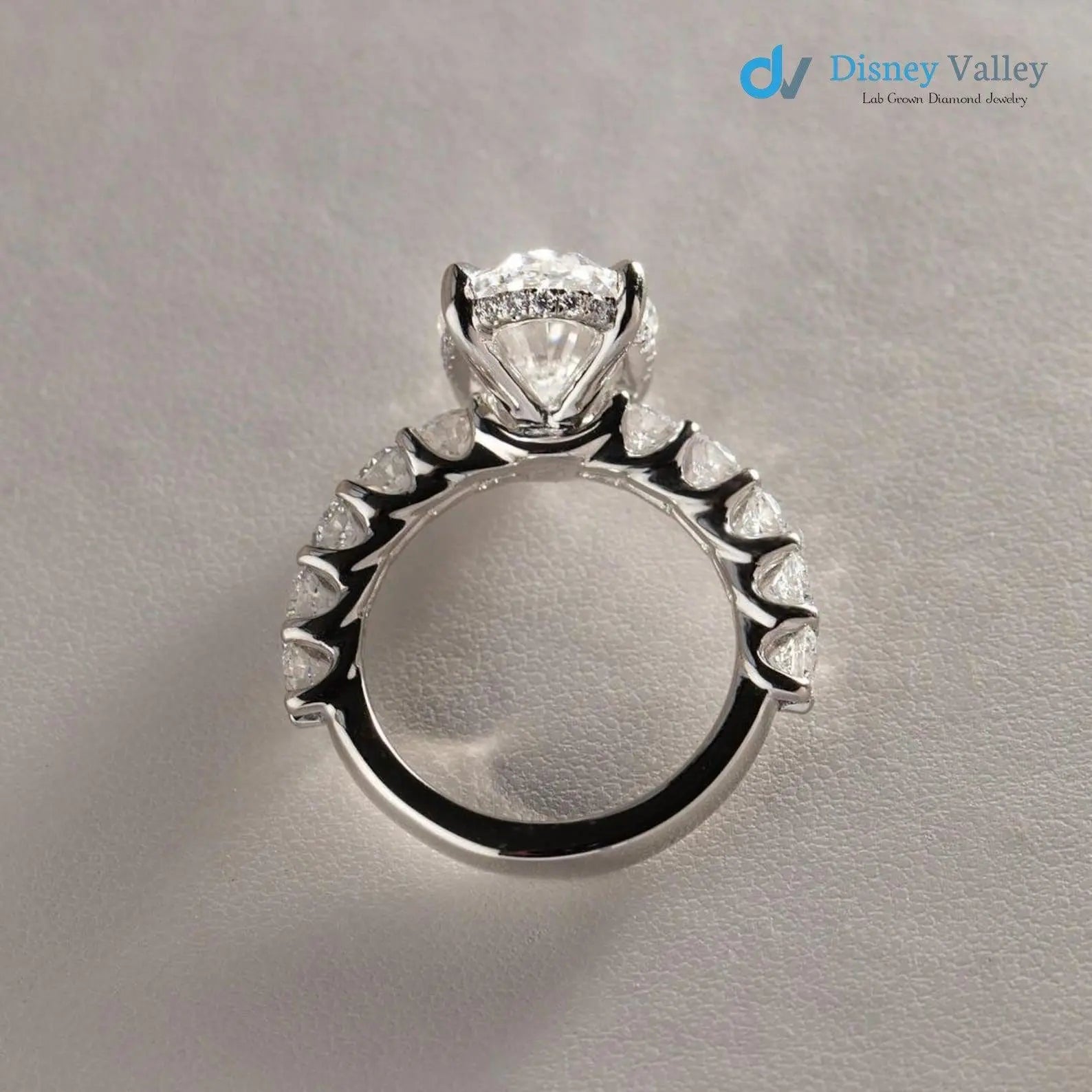 3 CT certified Oval Diamond Engagement Ring, F/VS1 Lab grown Diamond Ring Hidden Halo Ring - DisneyValley