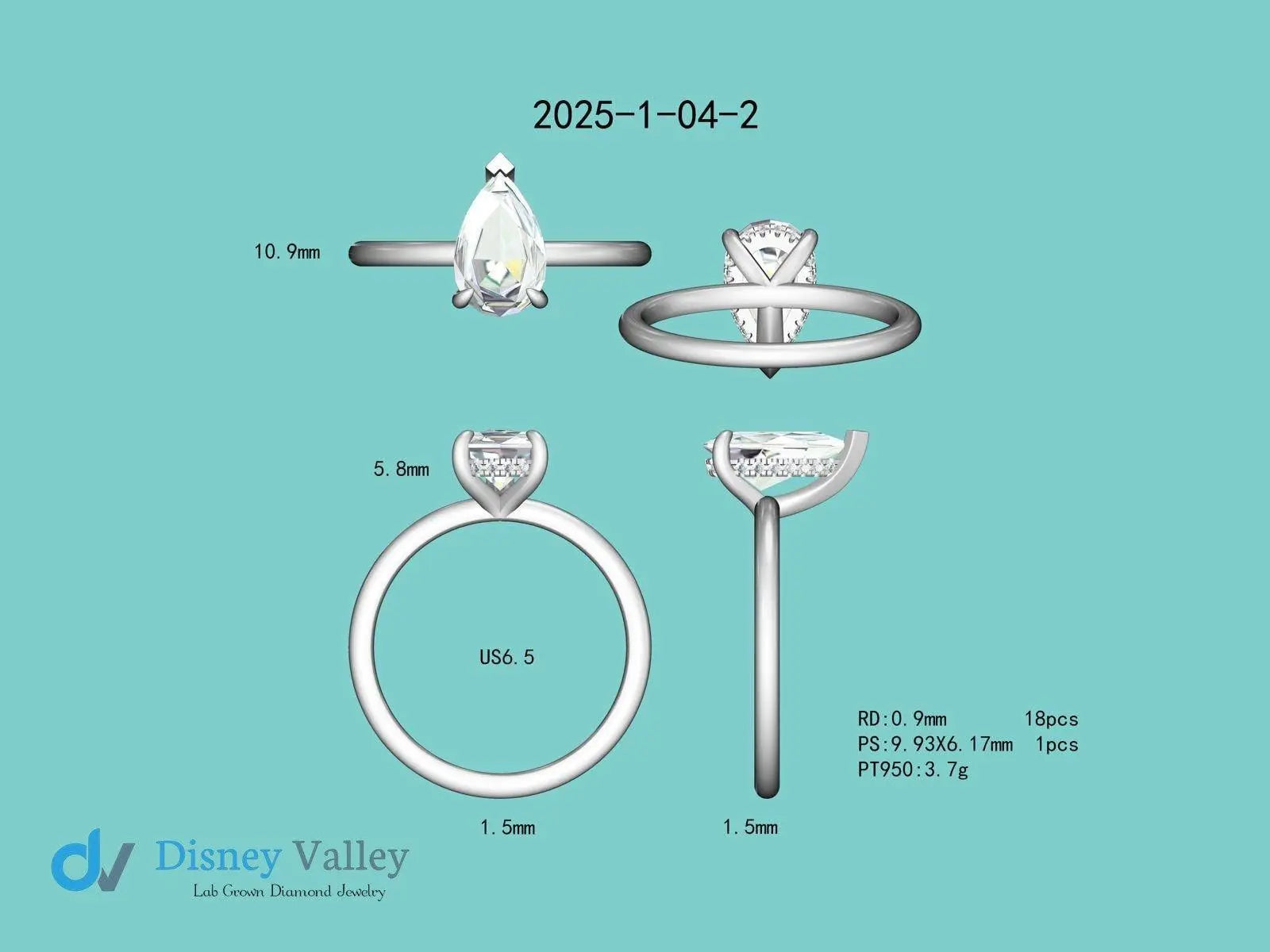 Certified 2CT Pear Fancy Intense Pink Lab Grown Diamond Hidden Halo Engagement Ring - DisneyValley