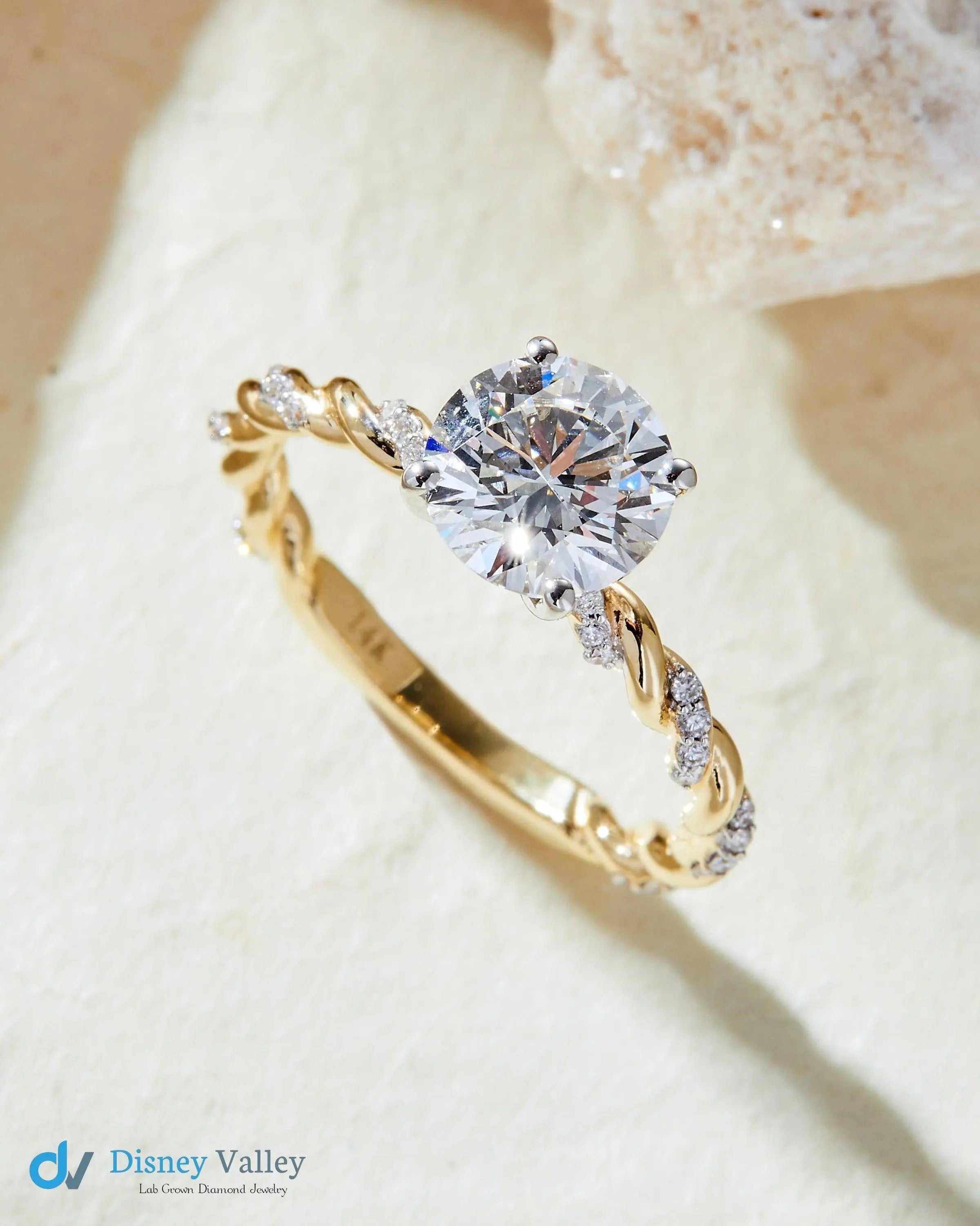 Round Brilliant Cut 1.50ct Lab-Grown Diamond Twisted Engagement Ring - DisneyValley