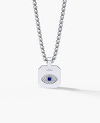 EVIL EYE Dog Tag Gold Pendant with 0.20ct Sapphire and Diamonds