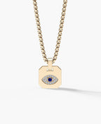 EVIL EYE Dog Tag Gold Pendant with 0.20ct Sapphire and Diamonds