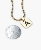INITIAL DOG TAG Gold Pendant with 0.10ct Black Diamonds