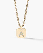 INITIAL DOG TAG Gold Pendant with 0.10ct Diamonds