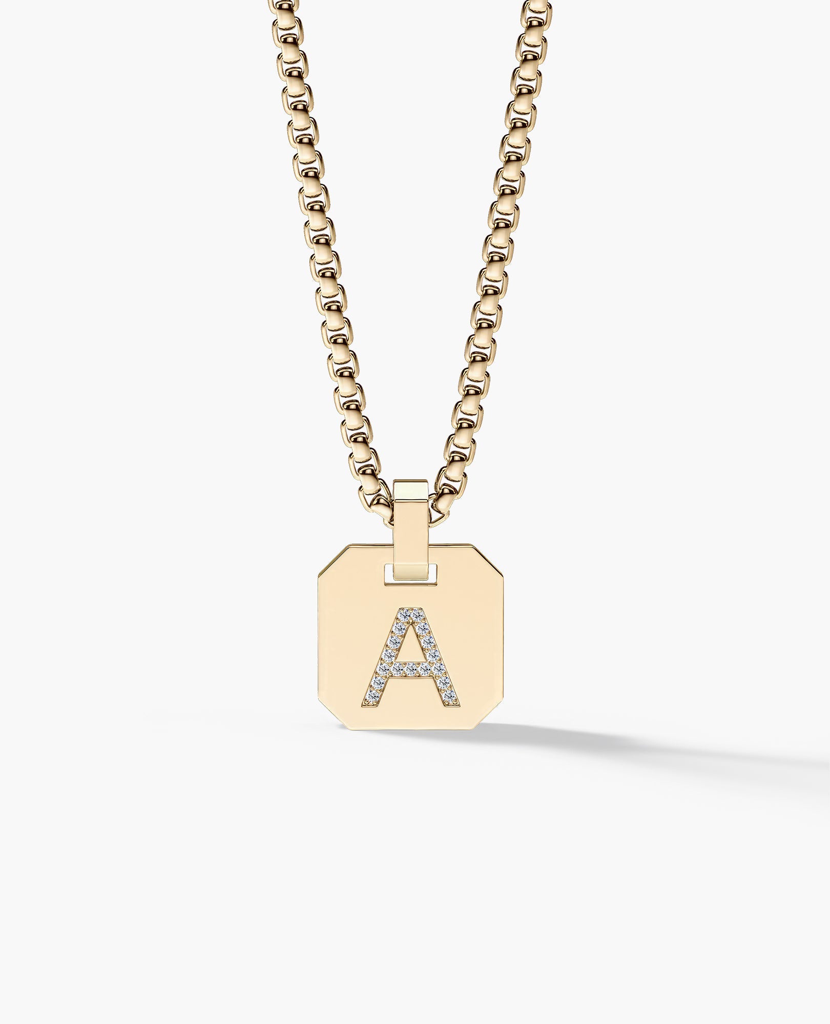 INITIAL DOG TAG Gold Pendant with 0.10ct Diamonds