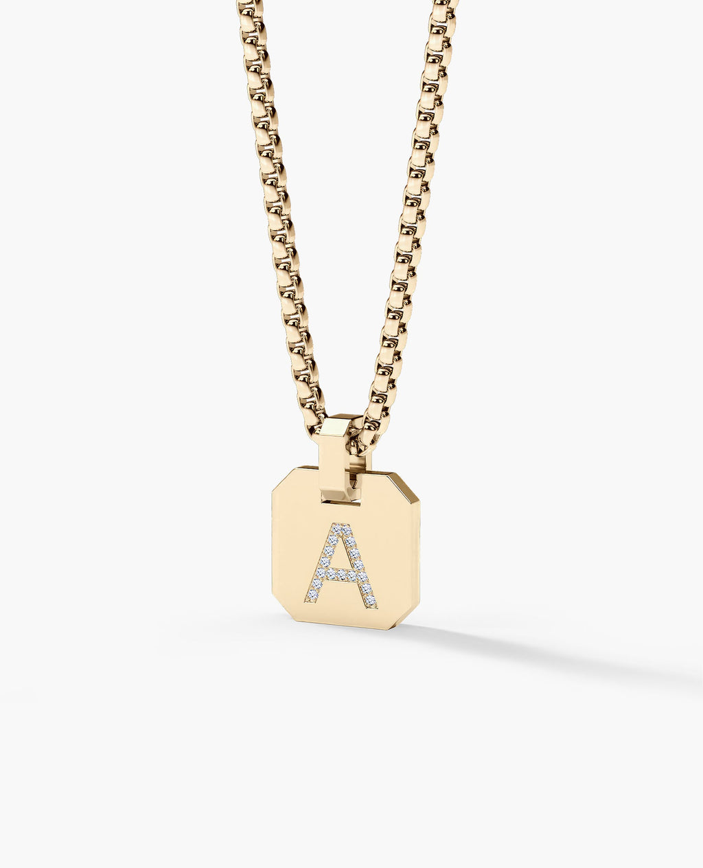 INITIAL DOG TAG Gold Pendant with 0.10ct Diamonds