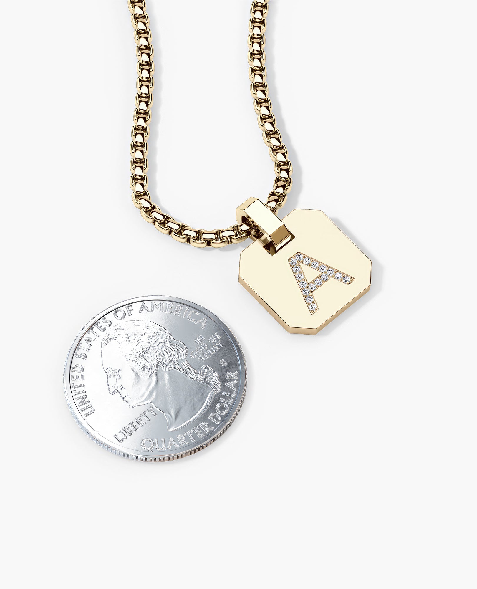 INITIAL DOG TAG Gold Pendant with 0.10ct Diamonds
