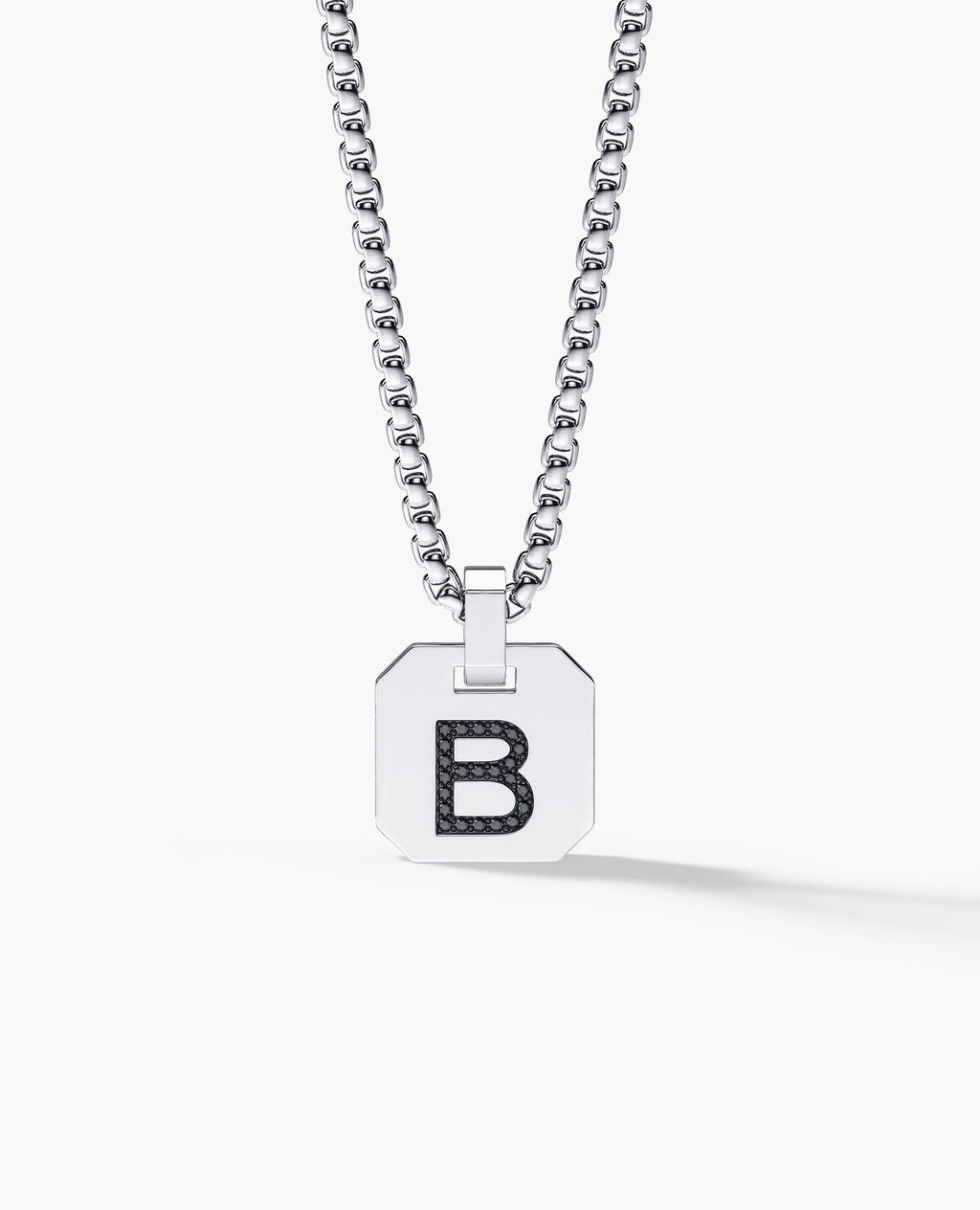 INITIAL DOG TAG Gold Pendant with 0.10ct Black Diamonds
