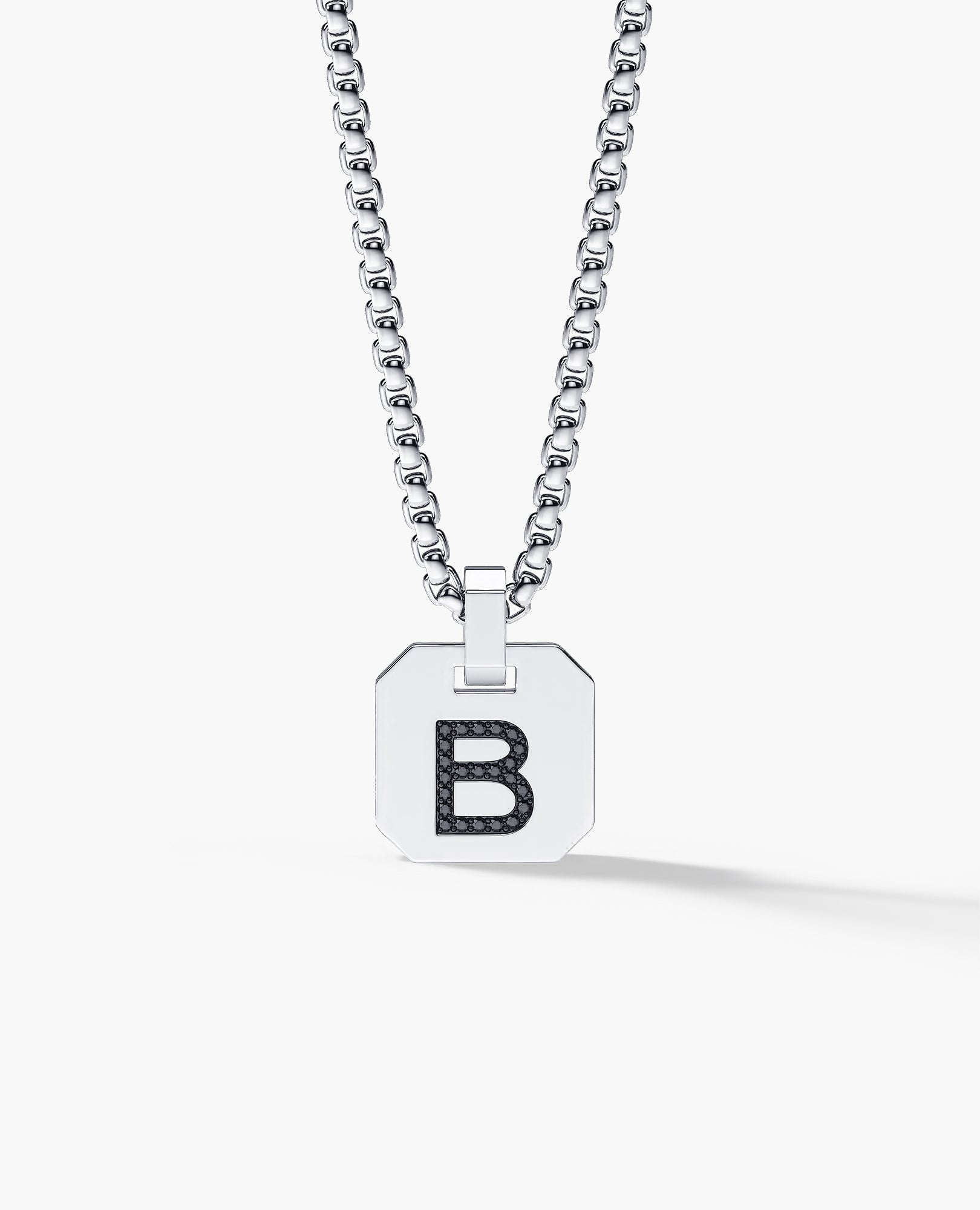 INITIAL DOG TAG Gold Pendant with 0.10ct Black Diamonds