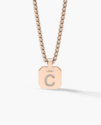 INITIAL DOG TAG Gold Pendant with 0.10ct Diamonds