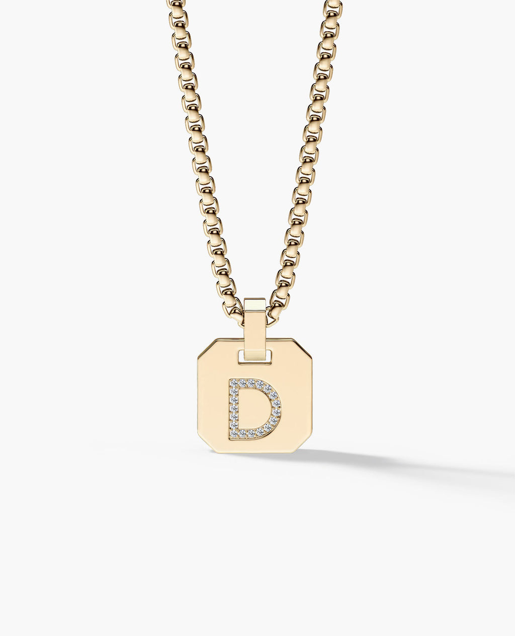 INITIAL DOG TAG Gold Pendant with 0.10ct Diamonds