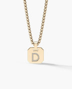 INITIAL DOG TAG Gold Pendant with 0.10ct Diamonds