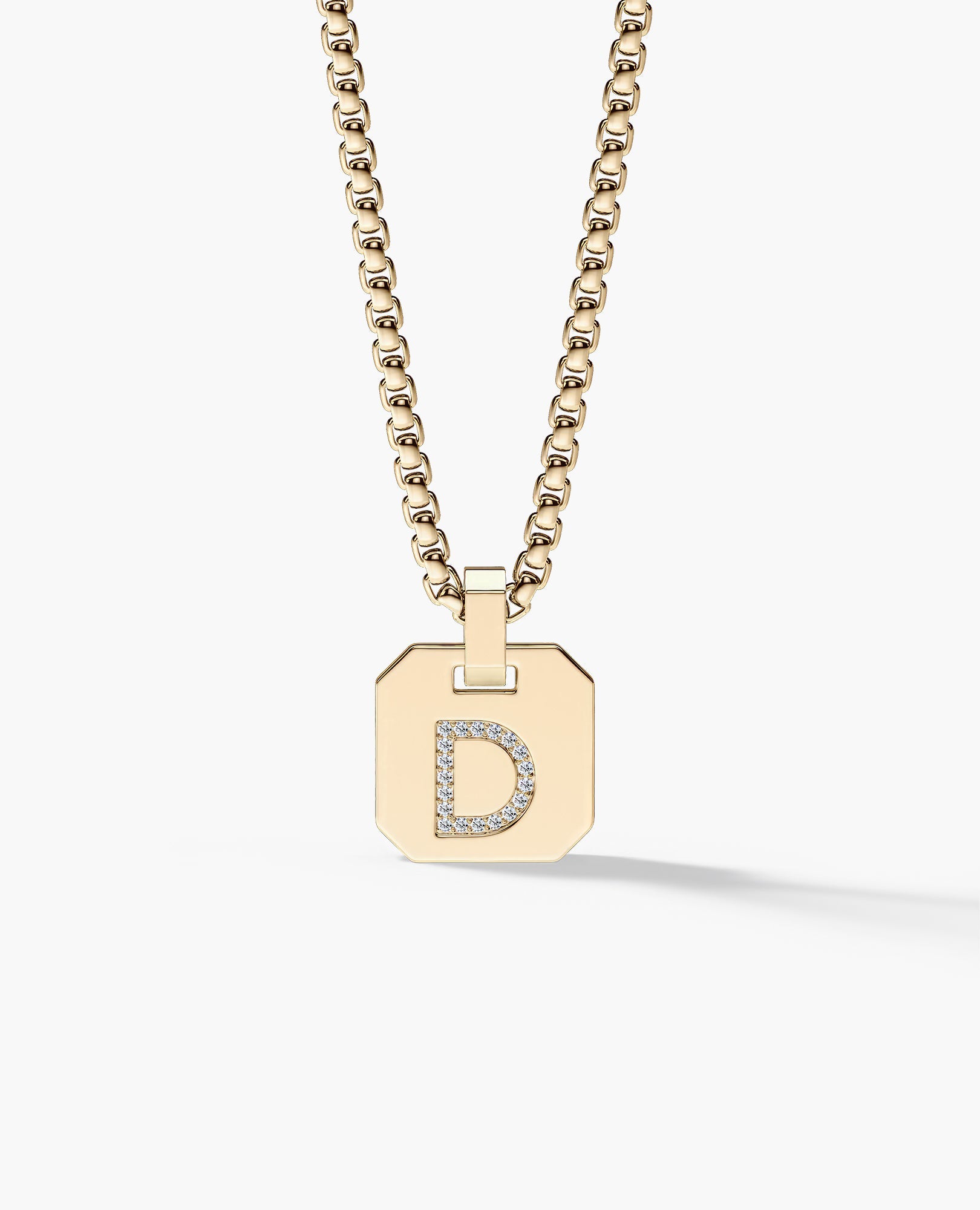 INITIAL DOG TAG Gold Pendant with 0.10ct Diamonds