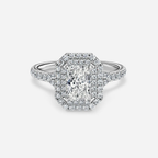 1.50 CT Radiant Cut Moissanite Halo & Pave Style Engagement Ring