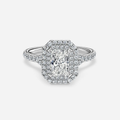 1.50 CT Radiant Moissanite Double Halo & Pave Engagement Ring