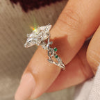 Nature Inspired Dutch Marquise Diamond Ring With Cluster Setting