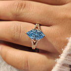 Blue Dutch Marquise Diamond Ring In Split Shank