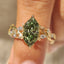 Green Dutch Marquise Engagement Ring in Leaf Details