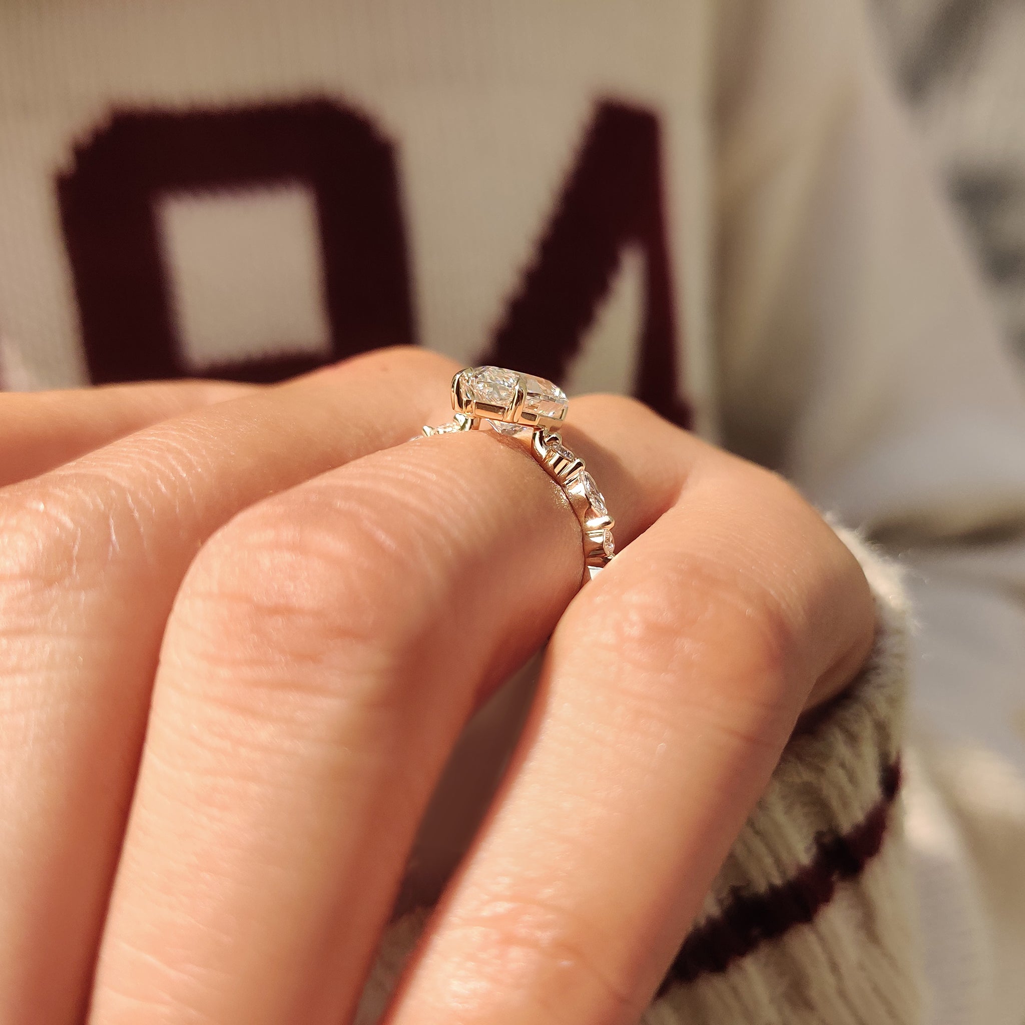 Dutch Marquise Engagement Ring in Shared Prong Pave Setting