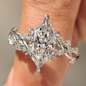 Dutch Marquise Cut Engagement Ring in Nature Inspired Style