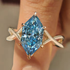 Blue Dutch Marquise Engagement Ring In Hidden Halo Style