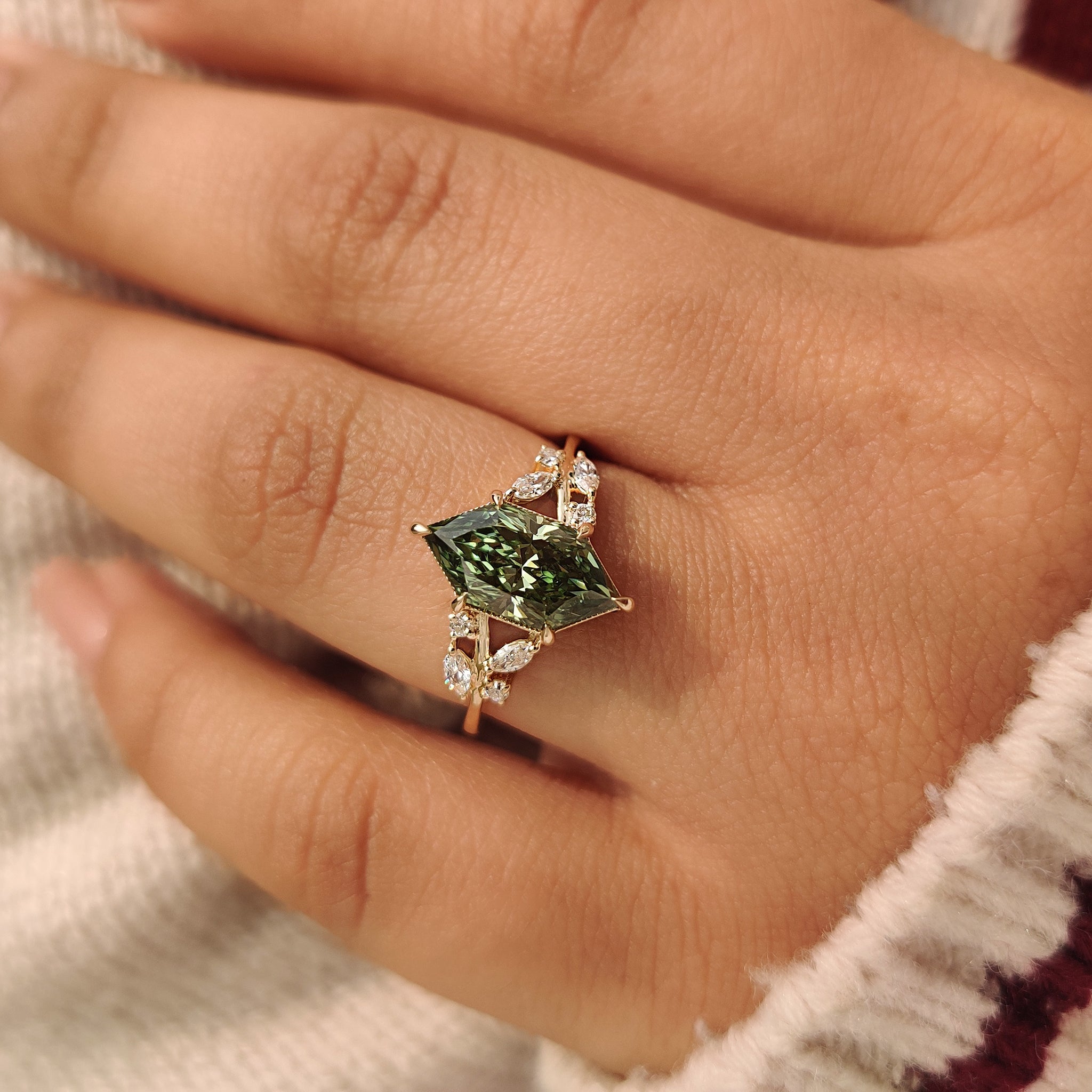 Nature Inspired Green Dutch Marquise Engagement Ring Secondary image