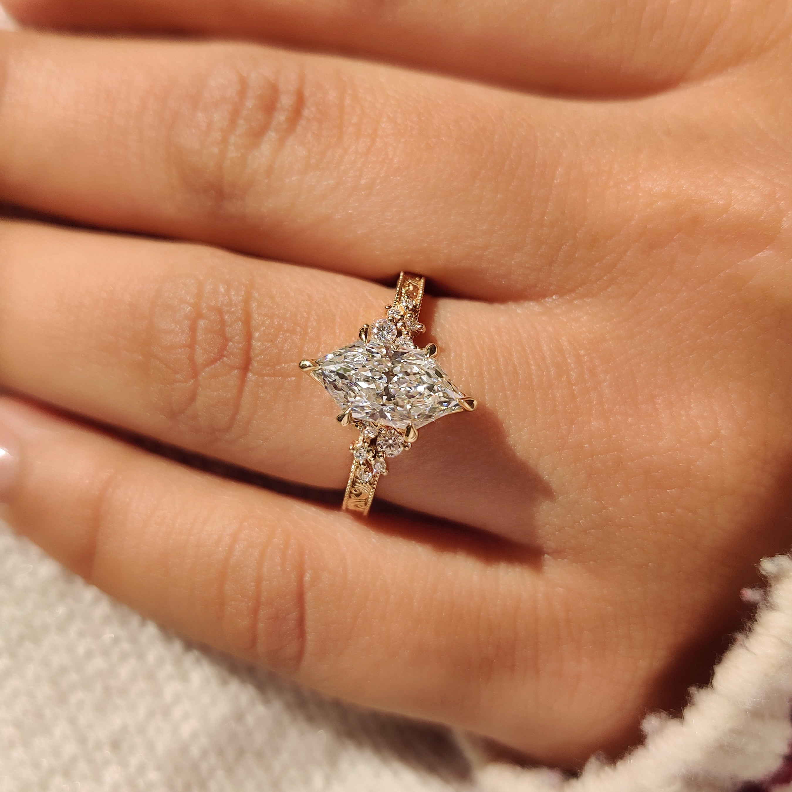 Art Deco Dutch Marquise Ring in Milgrain Details