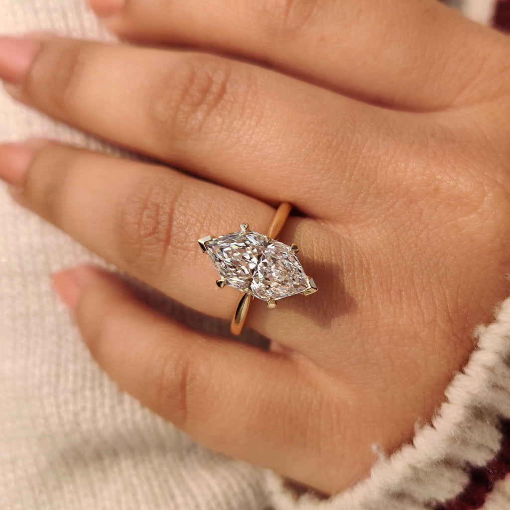 Solitaire Style Dutch Marquise Engagement Ring in Cathedral Setting