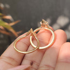 Dutch Marquise Solitaire Ring with Wedding Band in Curved Style
