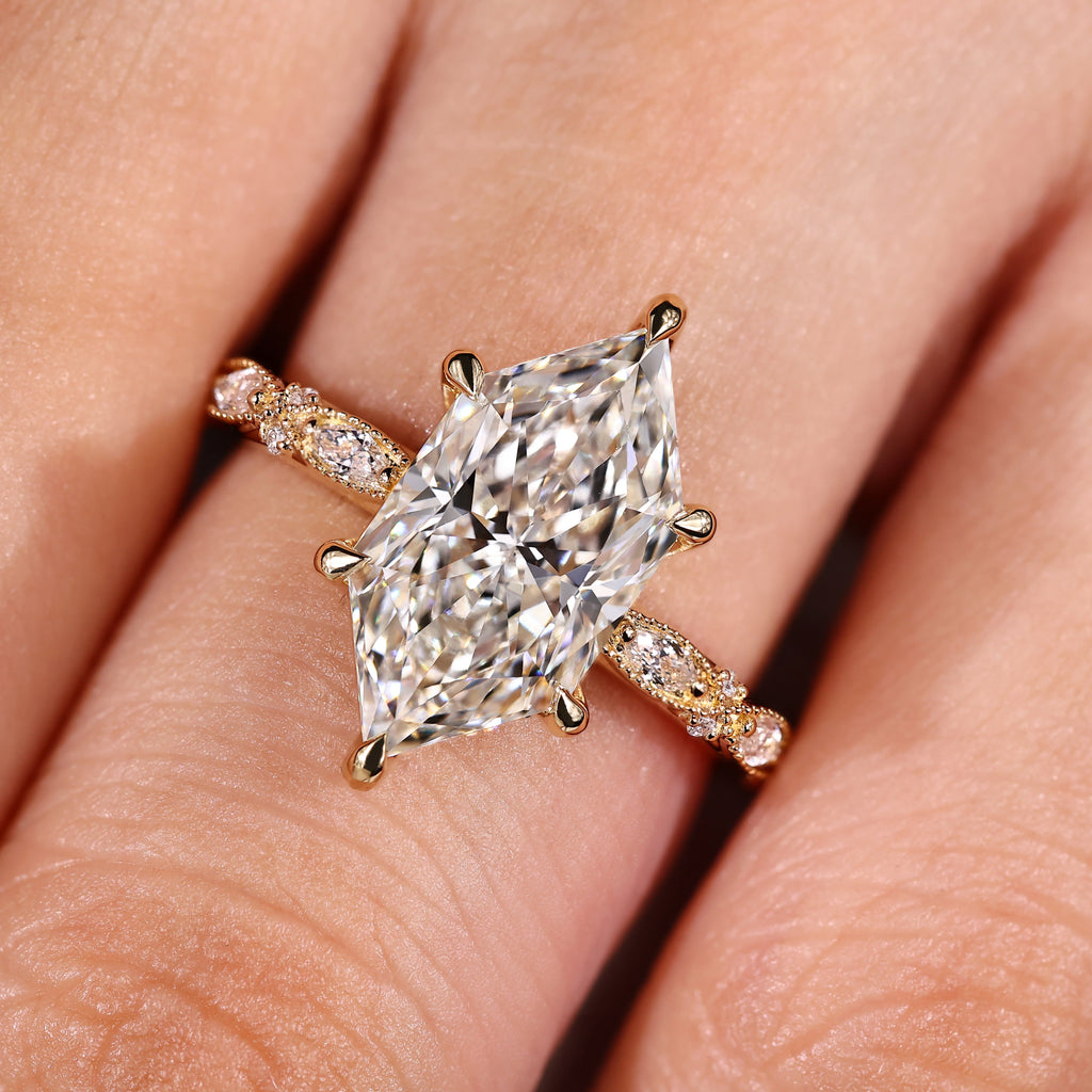 Dutch Marquise Vintage Inspired Engagement Ring with Pave