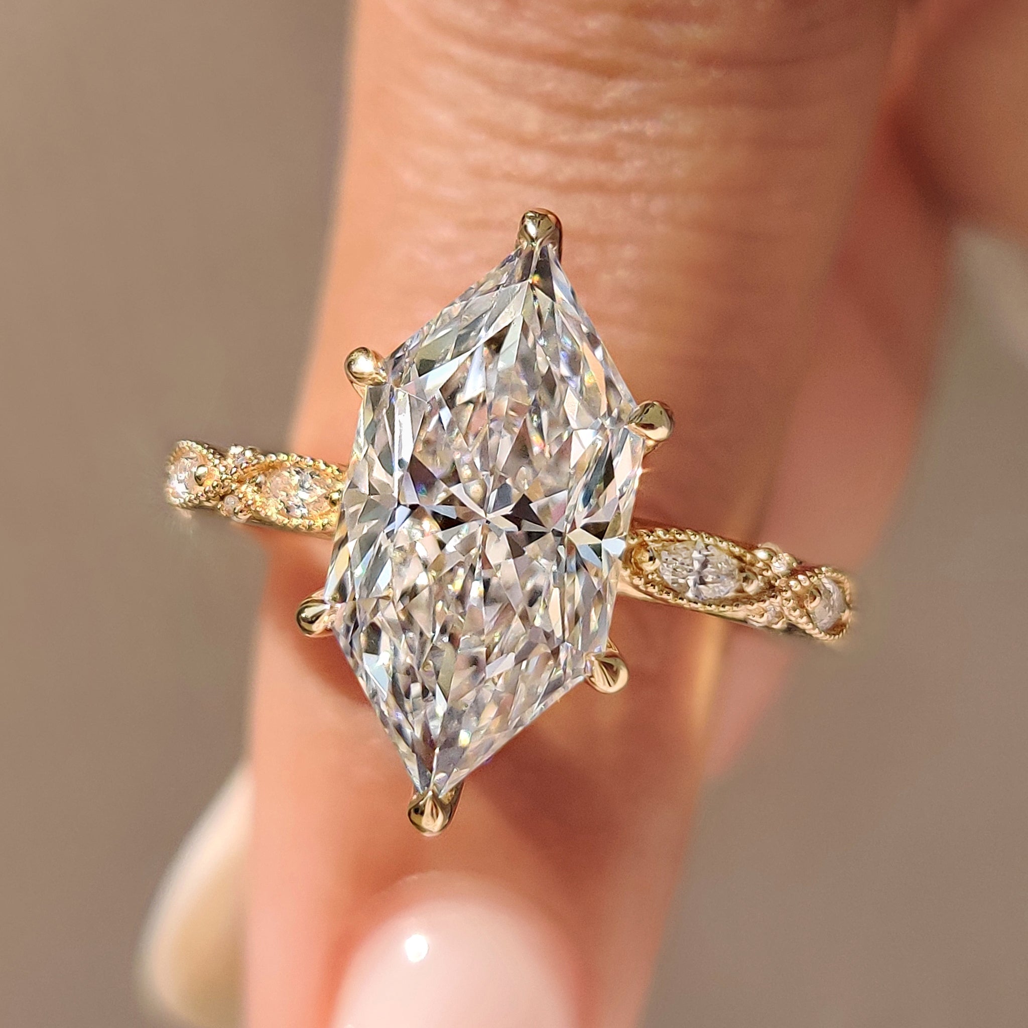 Vintage Style Dutch Marquise Ring with Milgrain Detailing