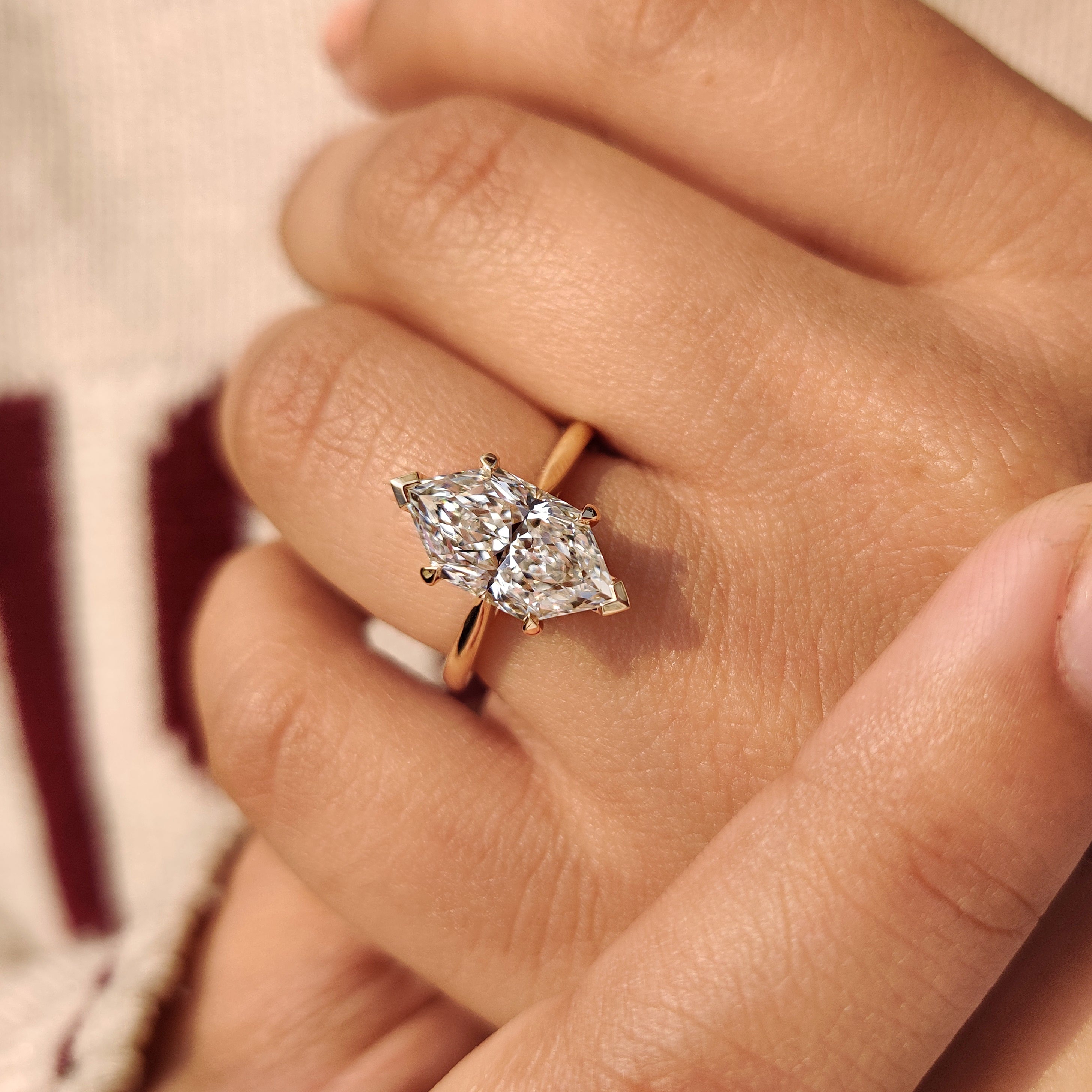Solitaire Style Dutch Marquise Engagement Ring in Cathedral Setting