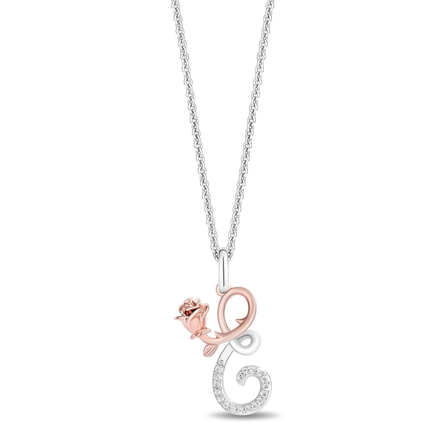 Enchanted Disney Fine Jewelry Diamonds Alphabet A to Z Belle Pendant Necklace